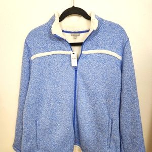 TALBOT Lightweight Speckled Blue Jacket with Faux Fur trim